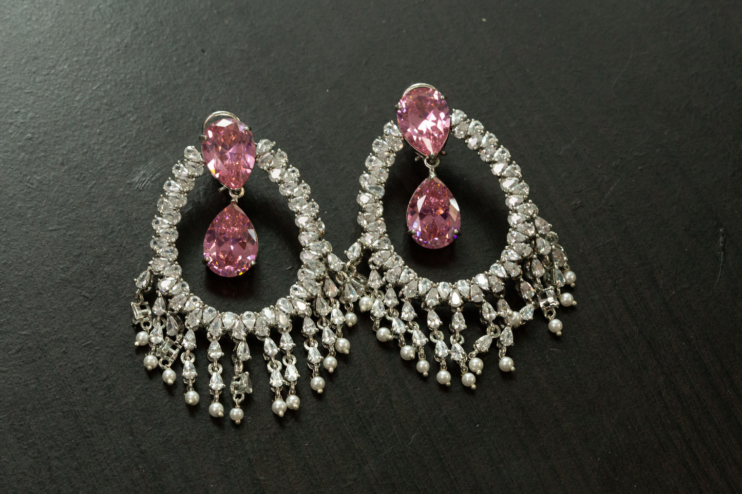 Alia Bhatt CZ Earrings - Pink