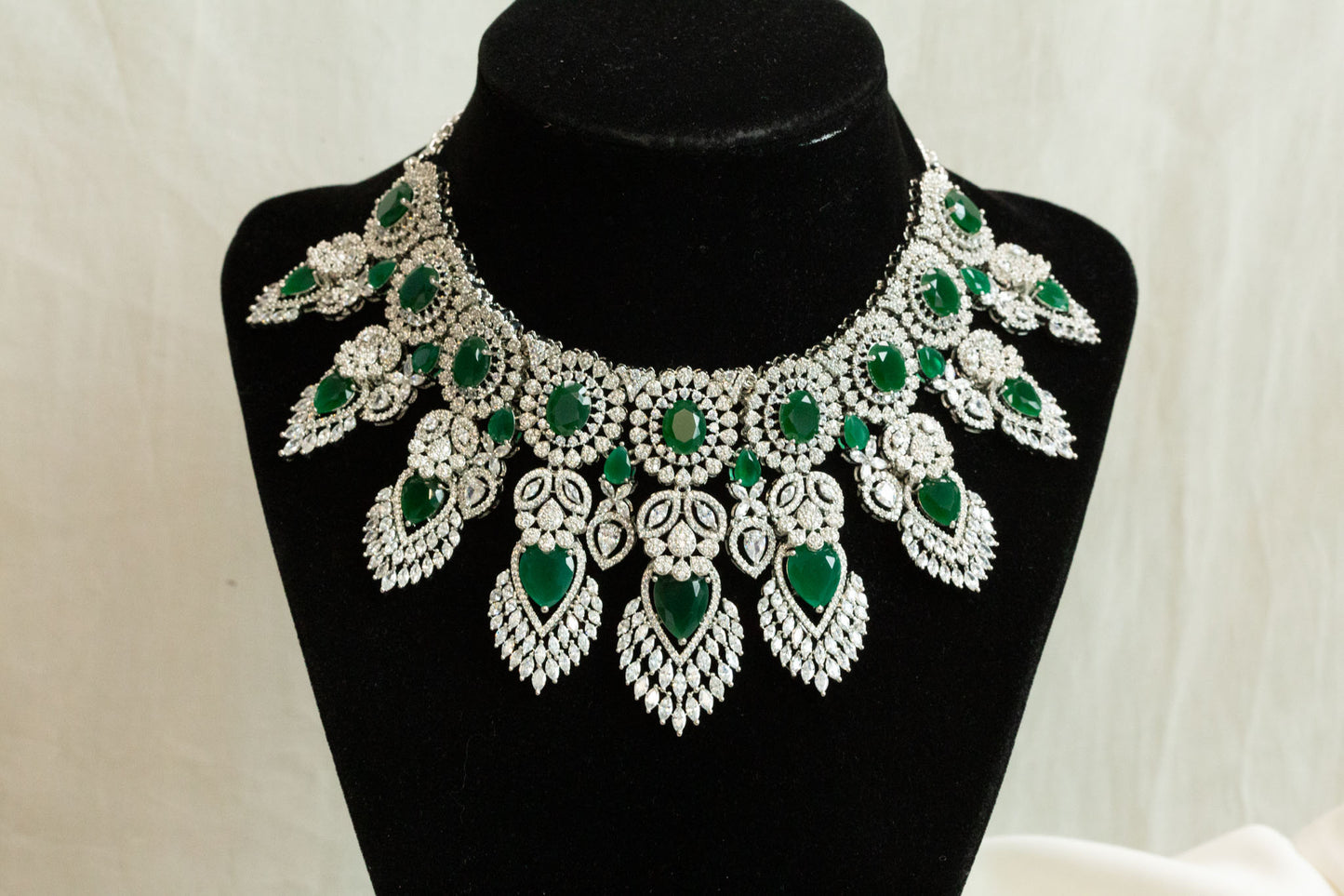 Amera Micro CZ & Green Doublet Necklace Set