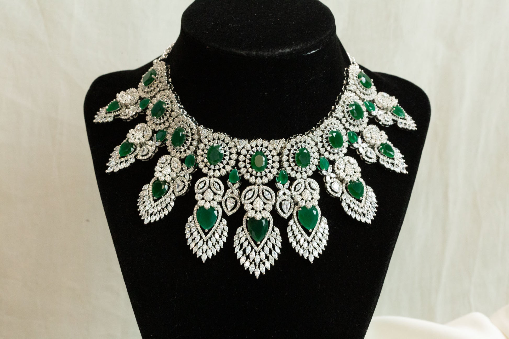 Amera Micro CZ & Green Doublet Necklace Set