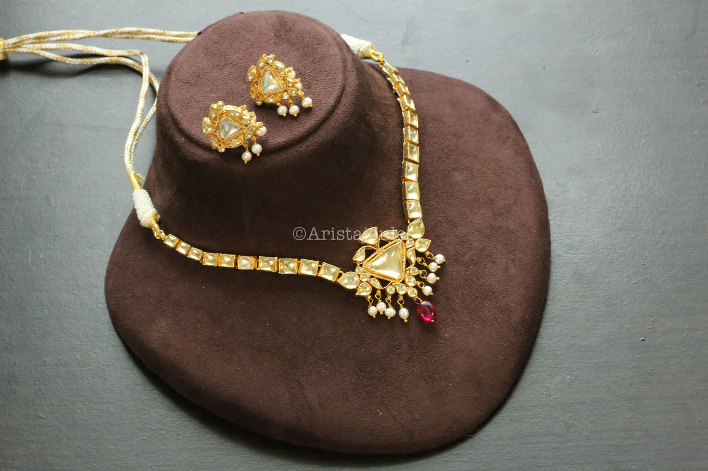 Suvarna Fresh Water Pearls & Yellow Polki Kundan Set