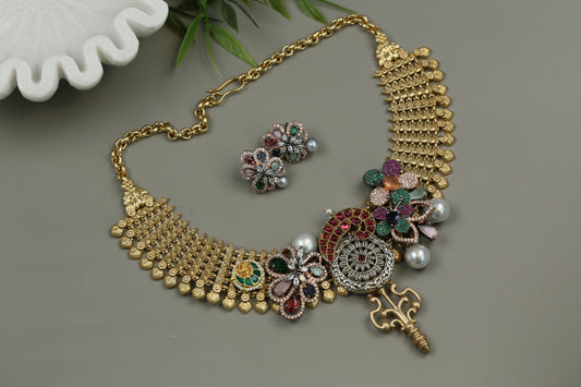 Radha Fusion Necklace (104-22) - Ruby