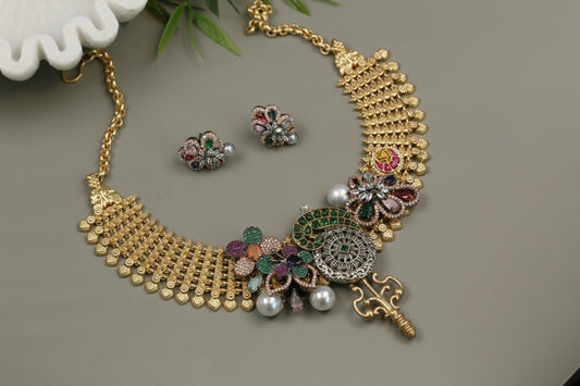Radha Fusion Necklace (104-23) - Green