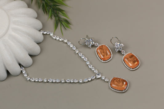 Sunidhi Premium CZ & Doublet Set (104-26) -Orange