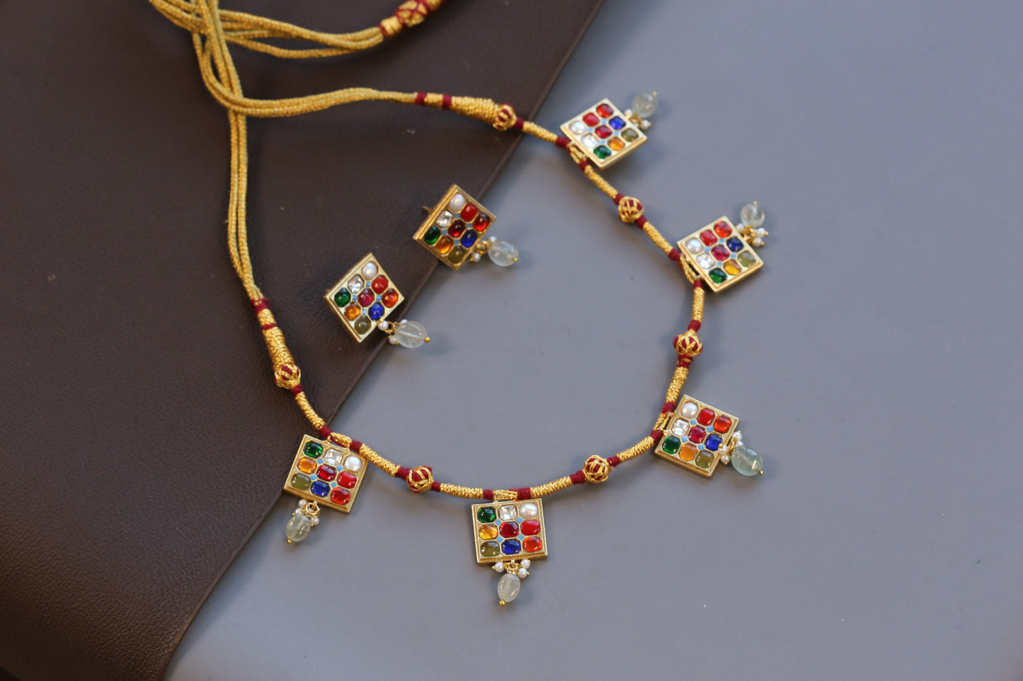 Navratan Jadau Kundan Necklace Set