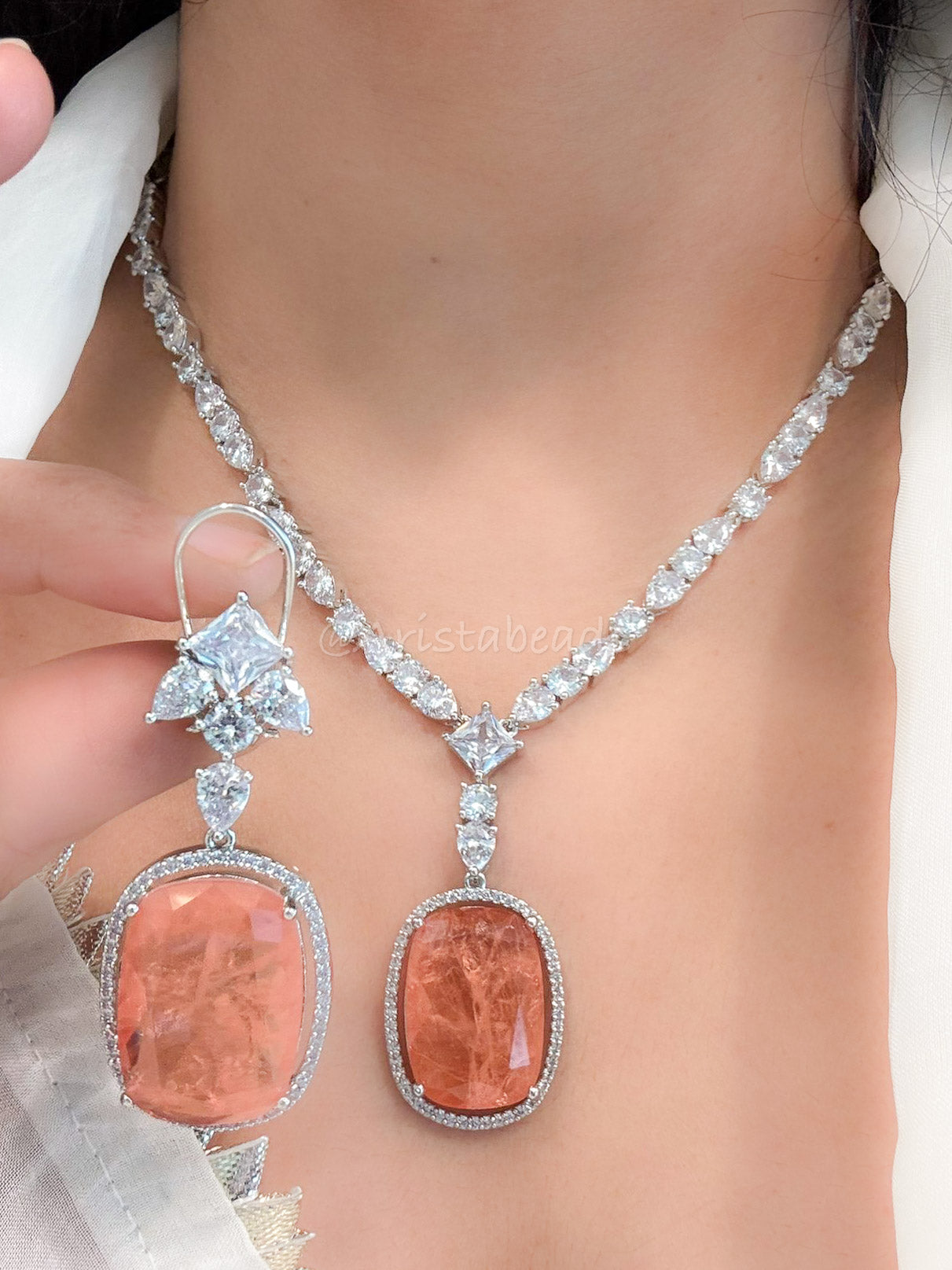 Sunidhi Premium CZ & Doublet Set (104-26) -Orange