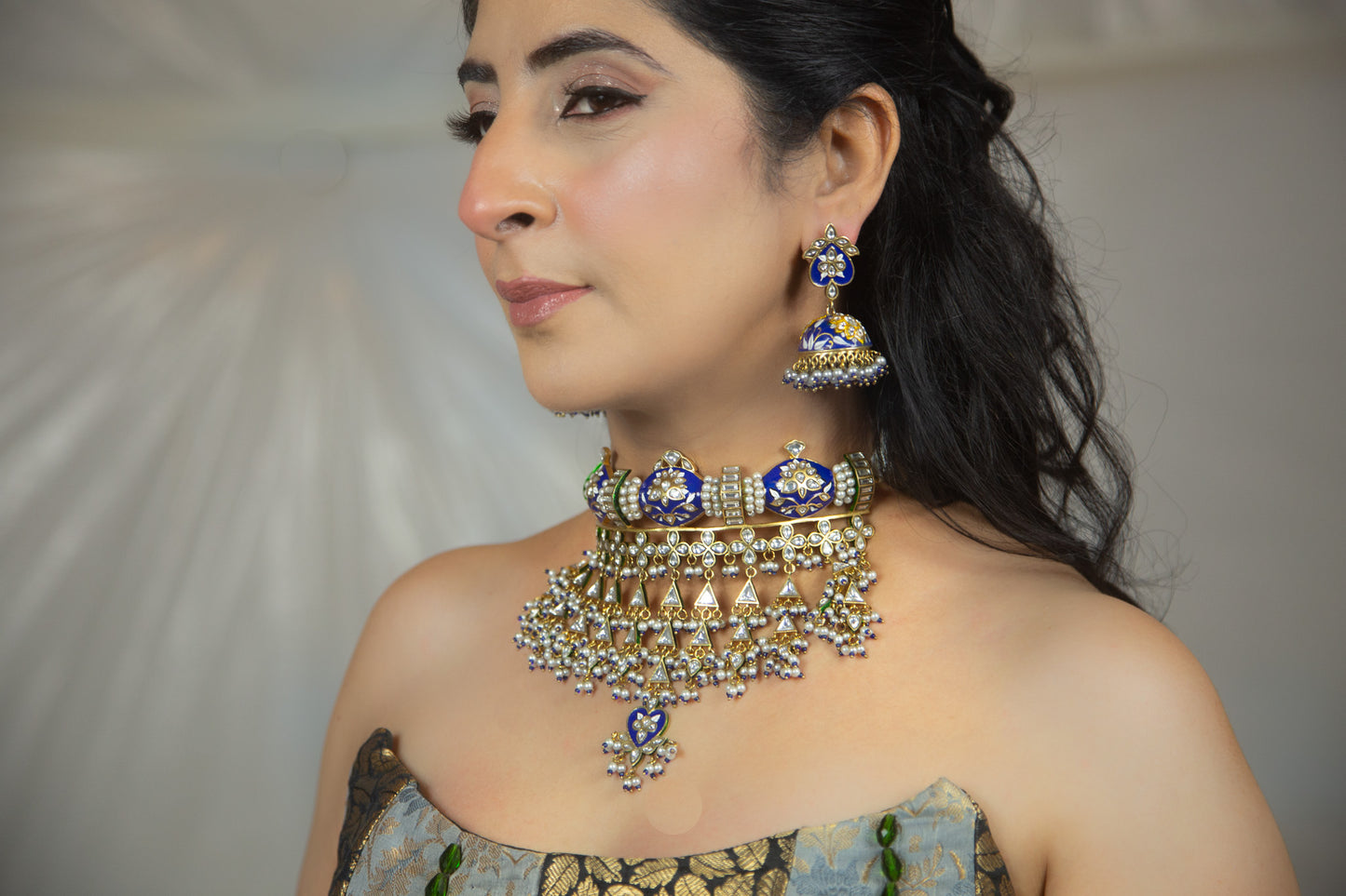Ruhani Jadau Kundan Aad Necklace Set