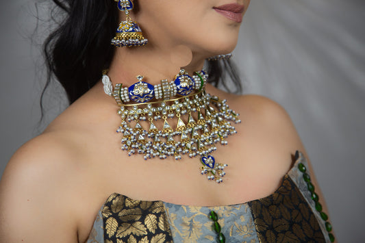 Ruhani Jadau Kundan Aad Necklace Set
