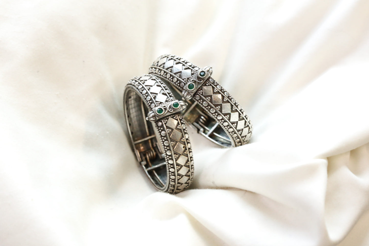 Lalita Silver Looka Alike Bangle  - Green