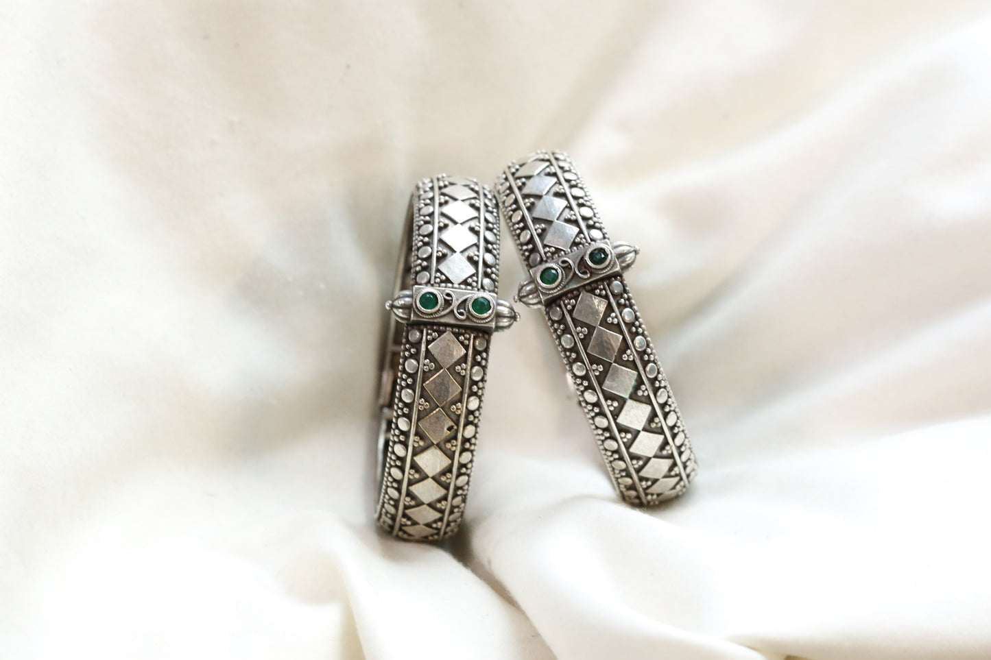 Lalita Silver Looka Alike Bangle  - Green