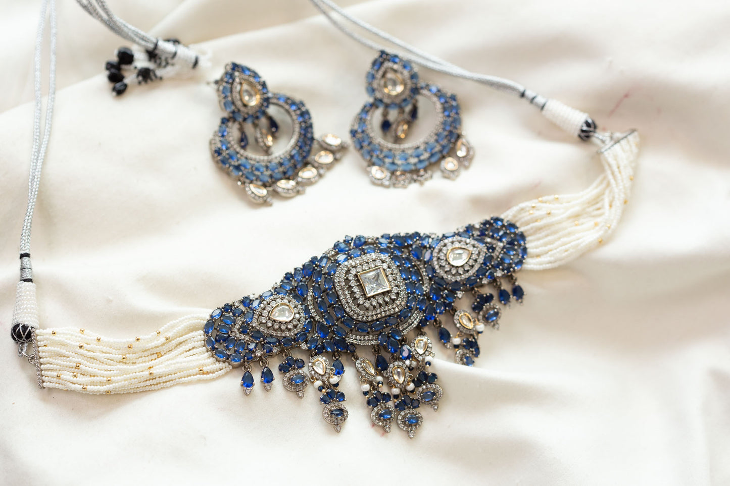 Neelam CZ & Kundan Polki Necklace Set