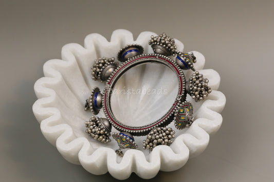Ikkat Enamel Work Ghungaroo Bangle (B101-28) - 2.4 Openable