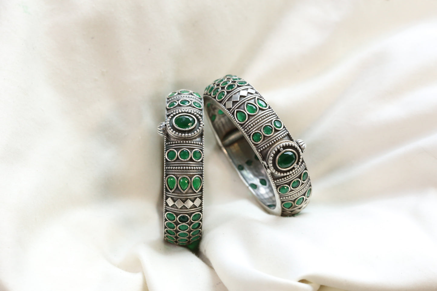 Mahi Silver Looka Alike Bangle  - Green