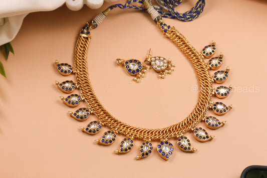 Double Sided Jalebi Mango Necklace Set - Reversible (V102-02)
