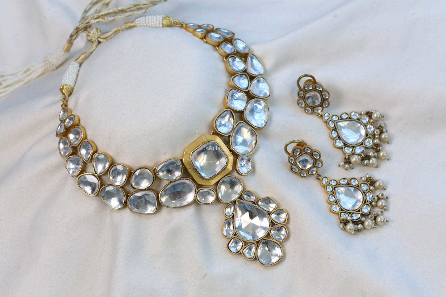 Roshini Big Polki Kundan Necklace Set (Vintage Polish)