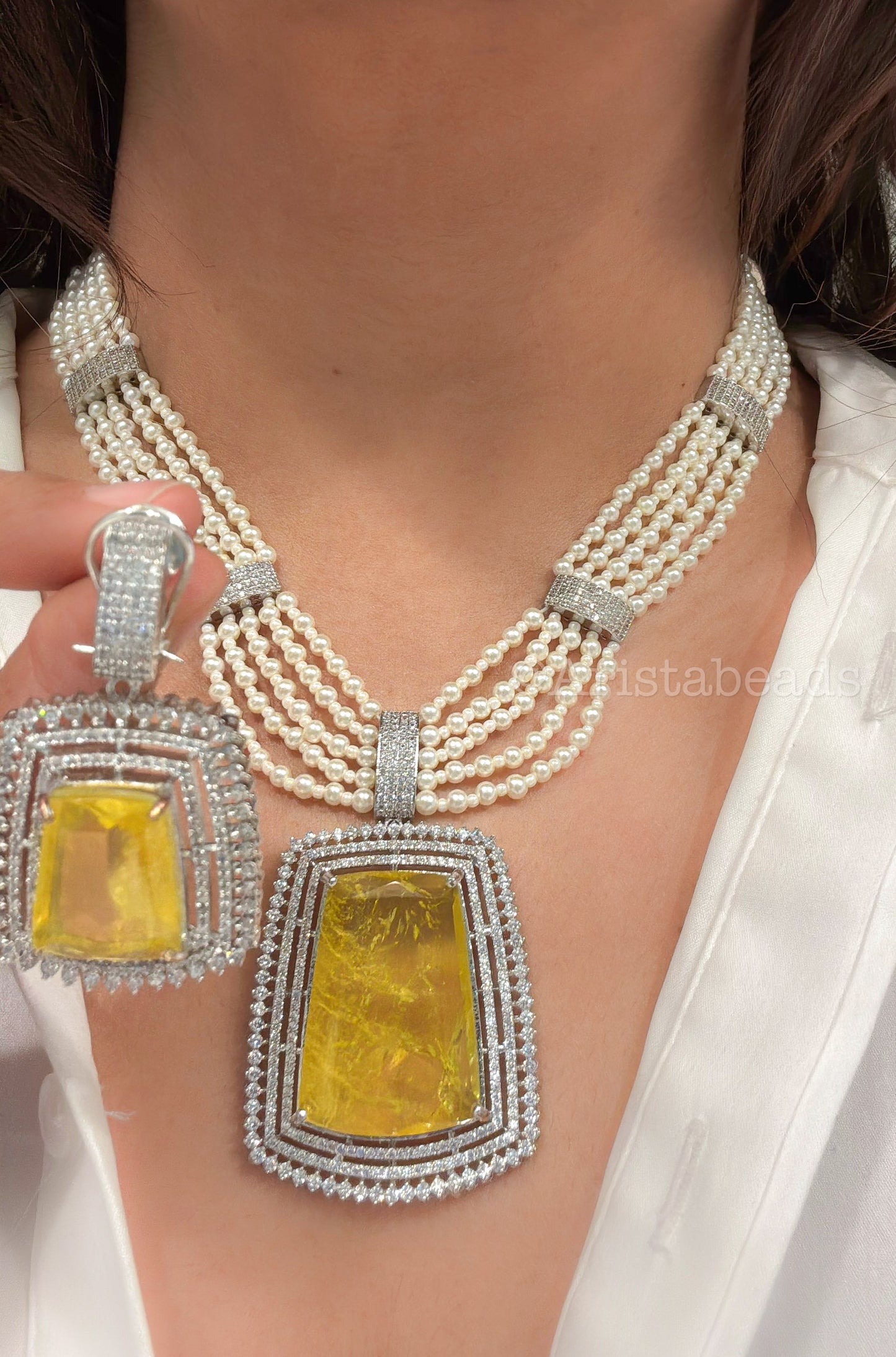 Rani Premium CZ & Doublet Set (104-39) - Yellow