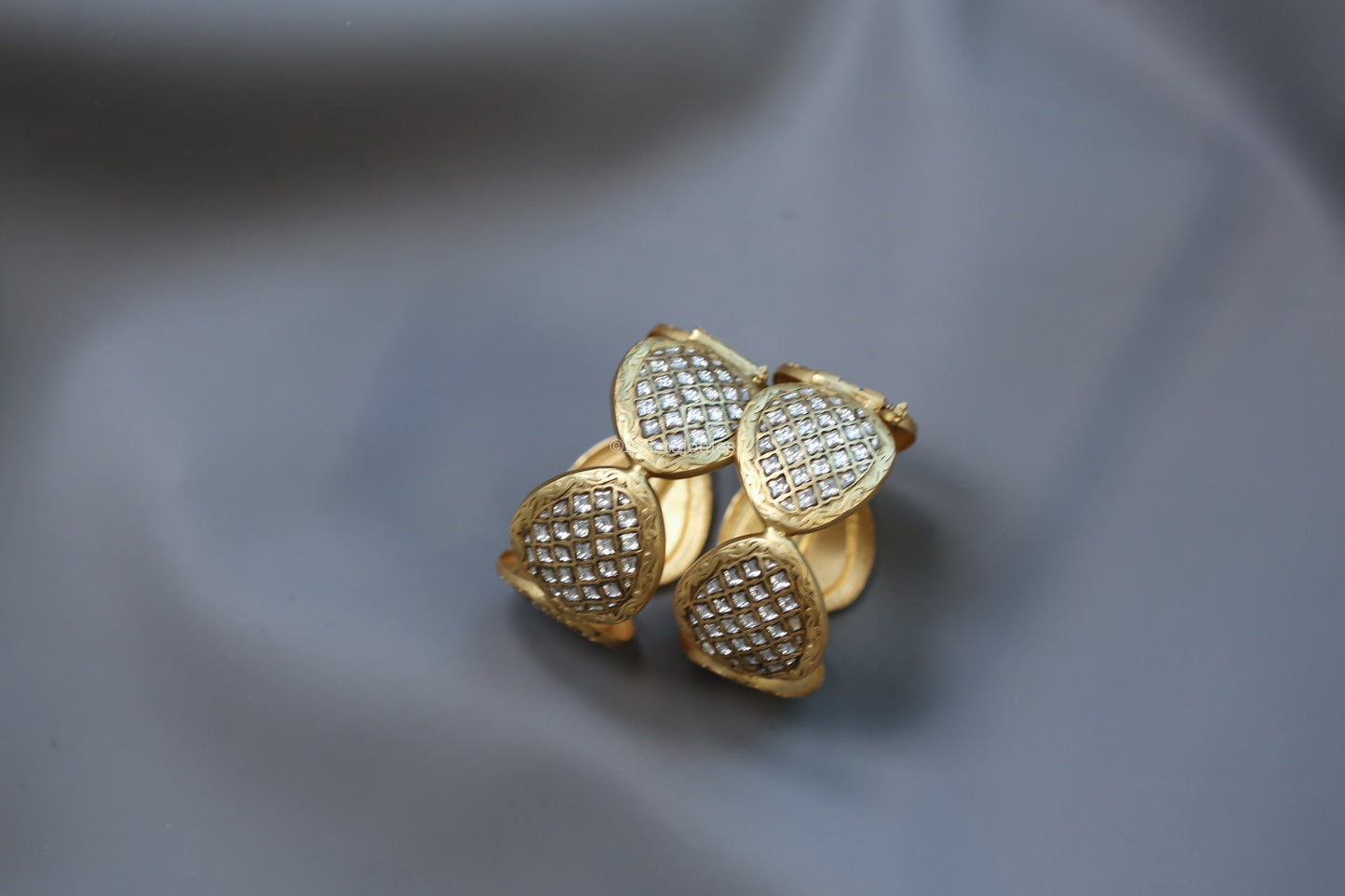 Roshini Designer Jadau Kundan Bangle Set (Openable)