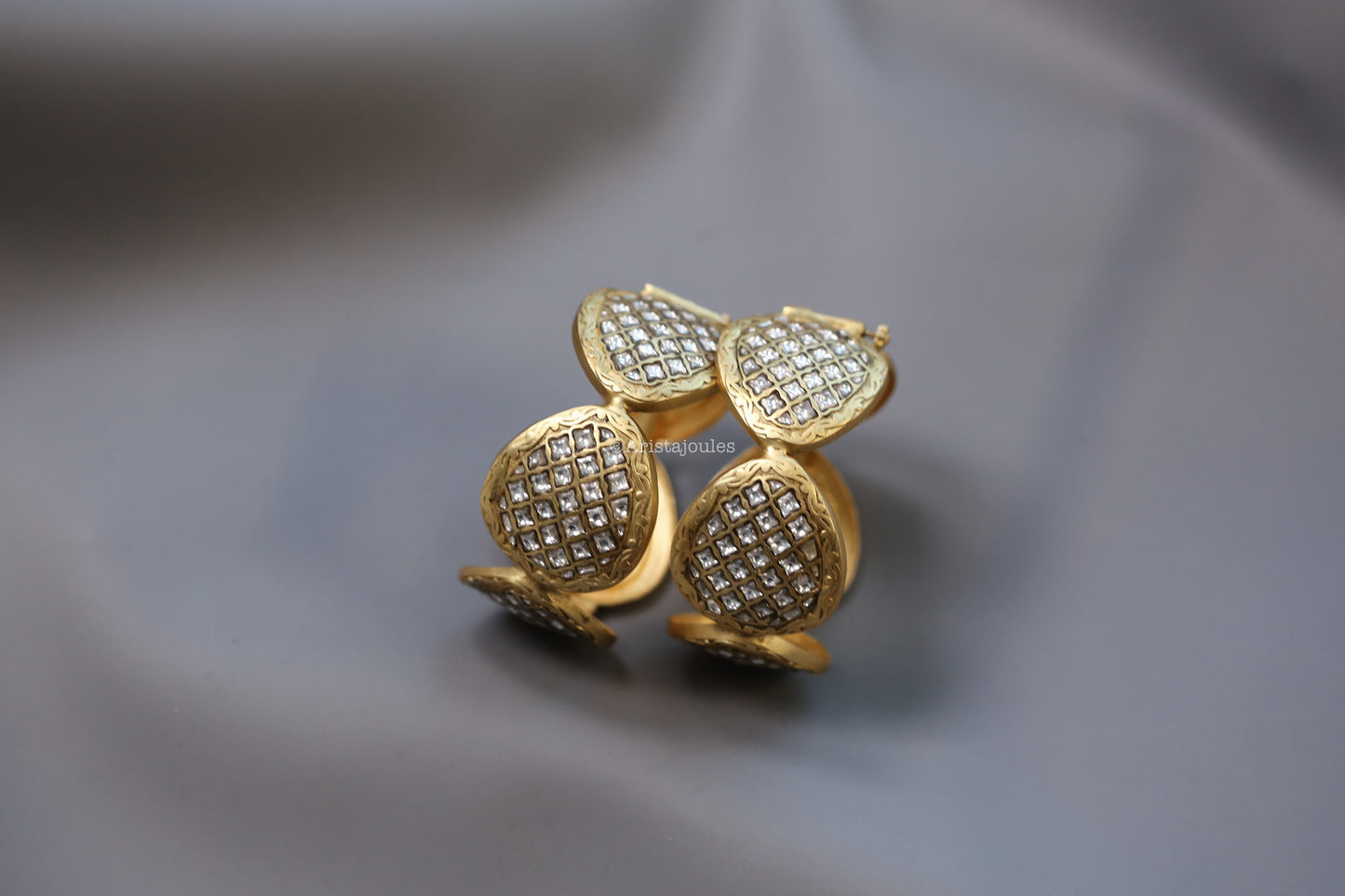 Roshini Designer Jadau Kundan Bangle Set (Openable)