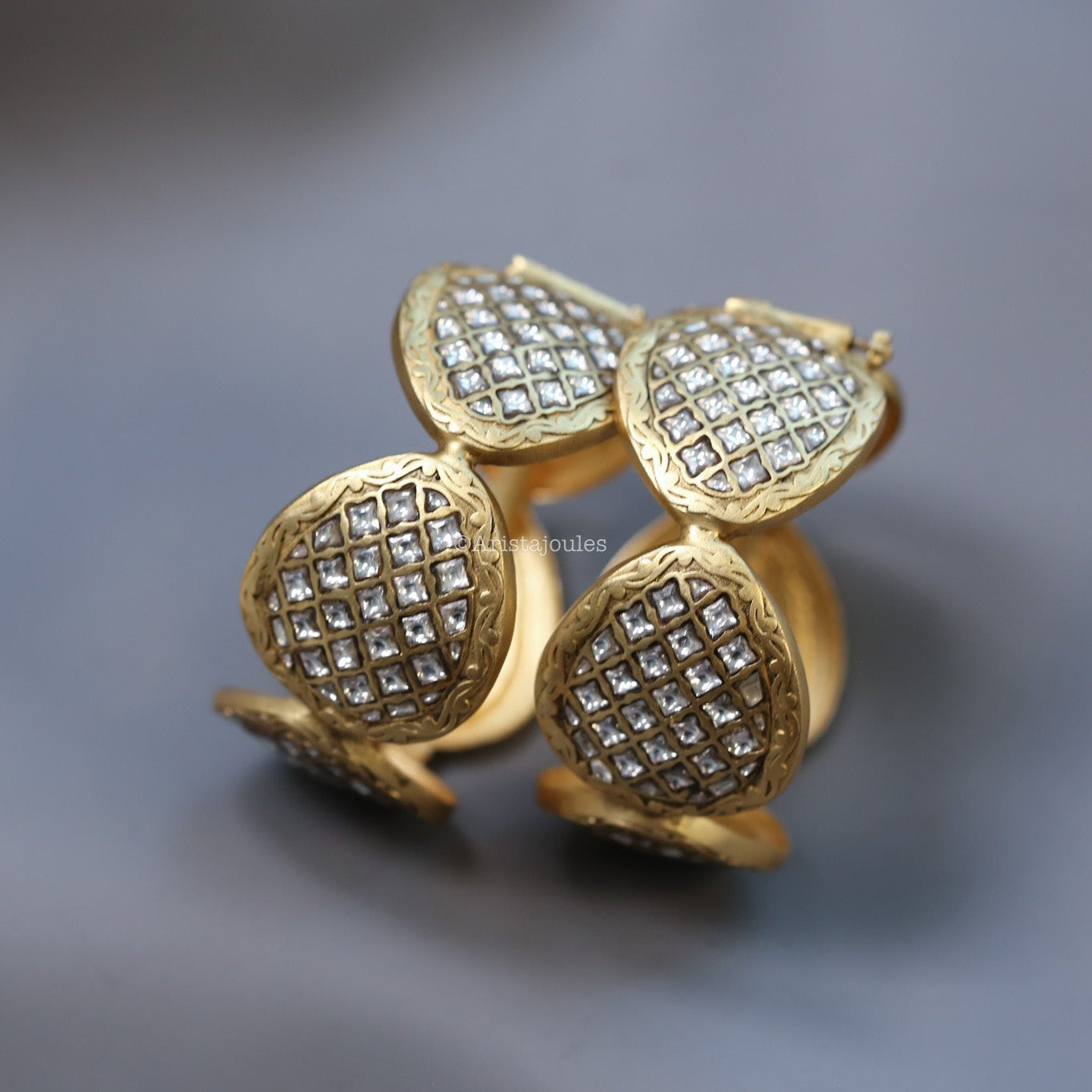 Roshini Designer Jadau Kundan Bangle Set (Openable)