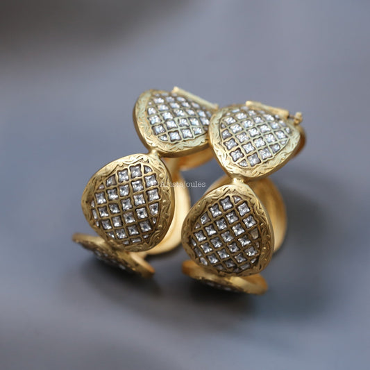 Roshini Designer Jadau Kundan Bangle Set (Openable)