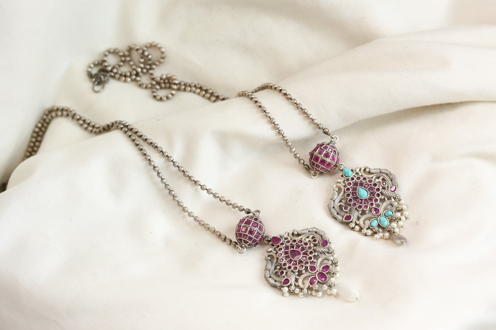 CZ Jadau Look Chain Necklace