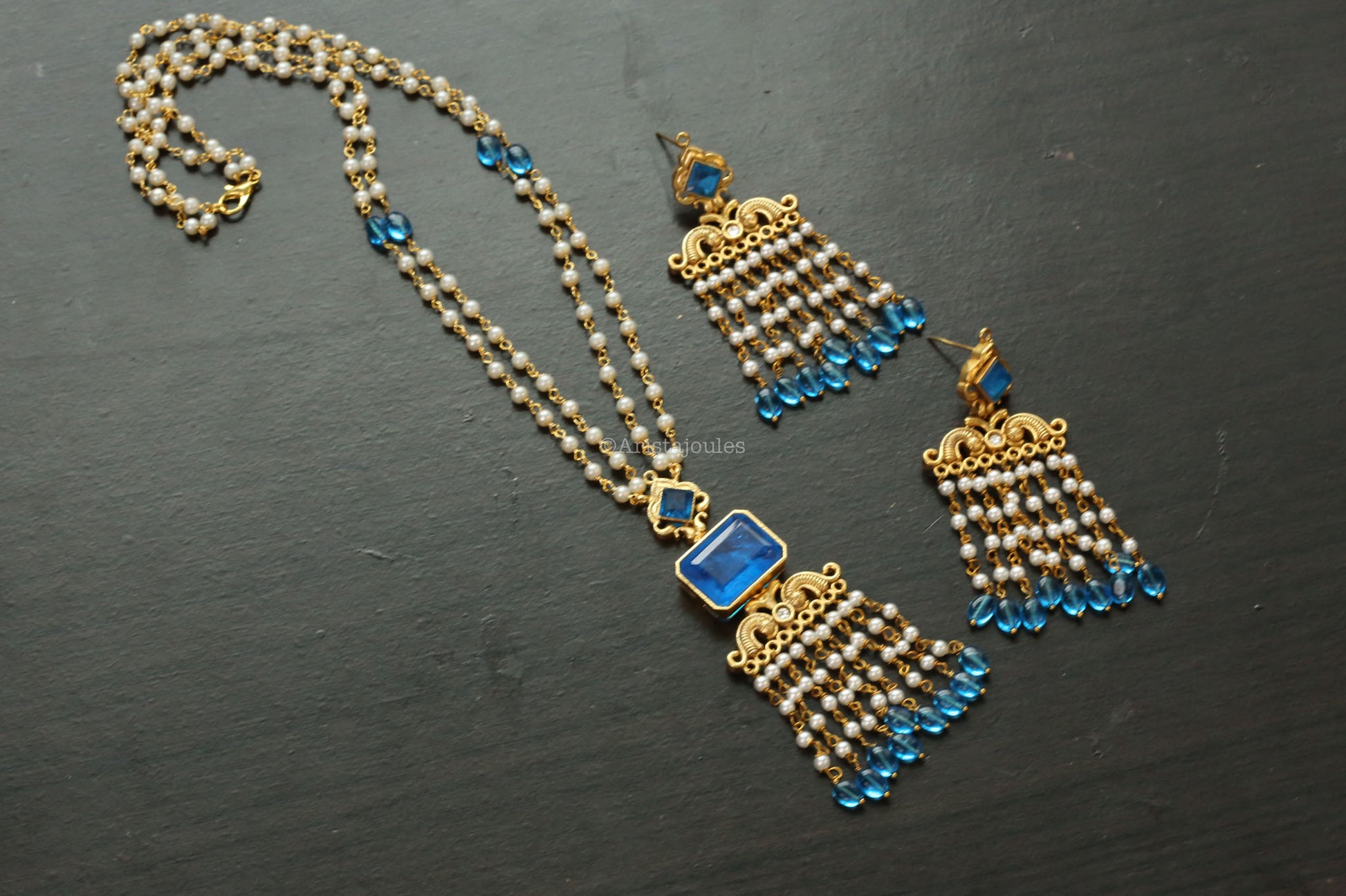 Aaira Designer Doublet Necklace Set  - Blue