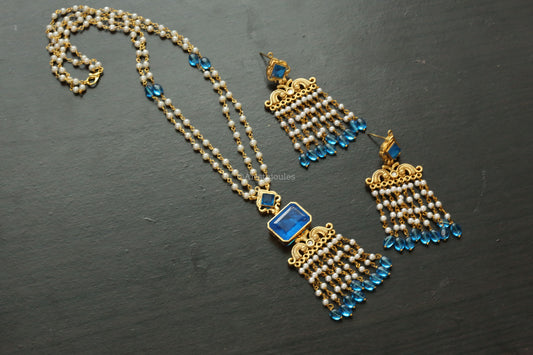 Aaira Designer Doublet Necklace Set  - Blue