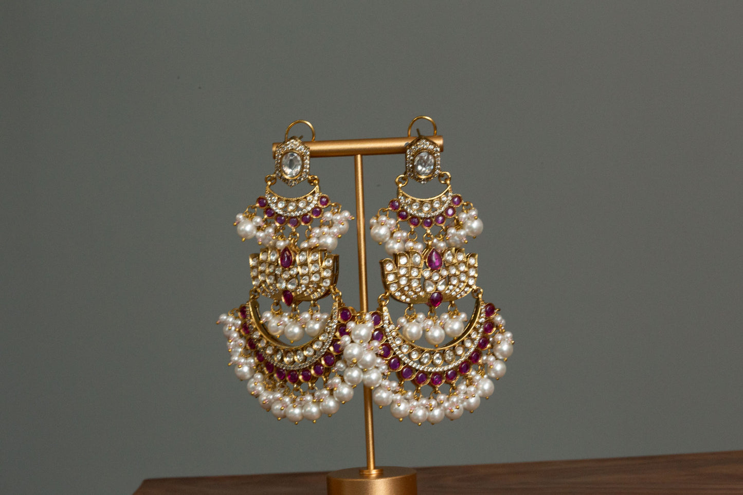 Alia Lotus Kundan Polki Earrings