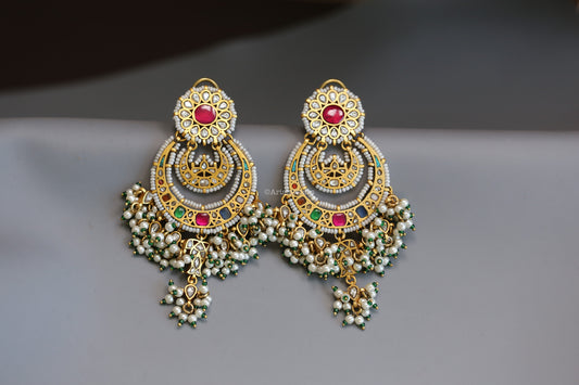 Inayat Vintage Polish Navratan Chandbaali