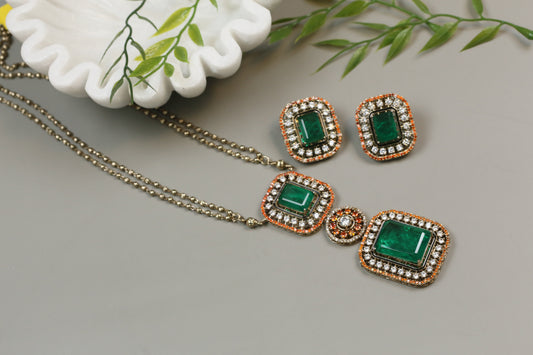 Premium Orange CZ & Green Doublet Set  (104-41)