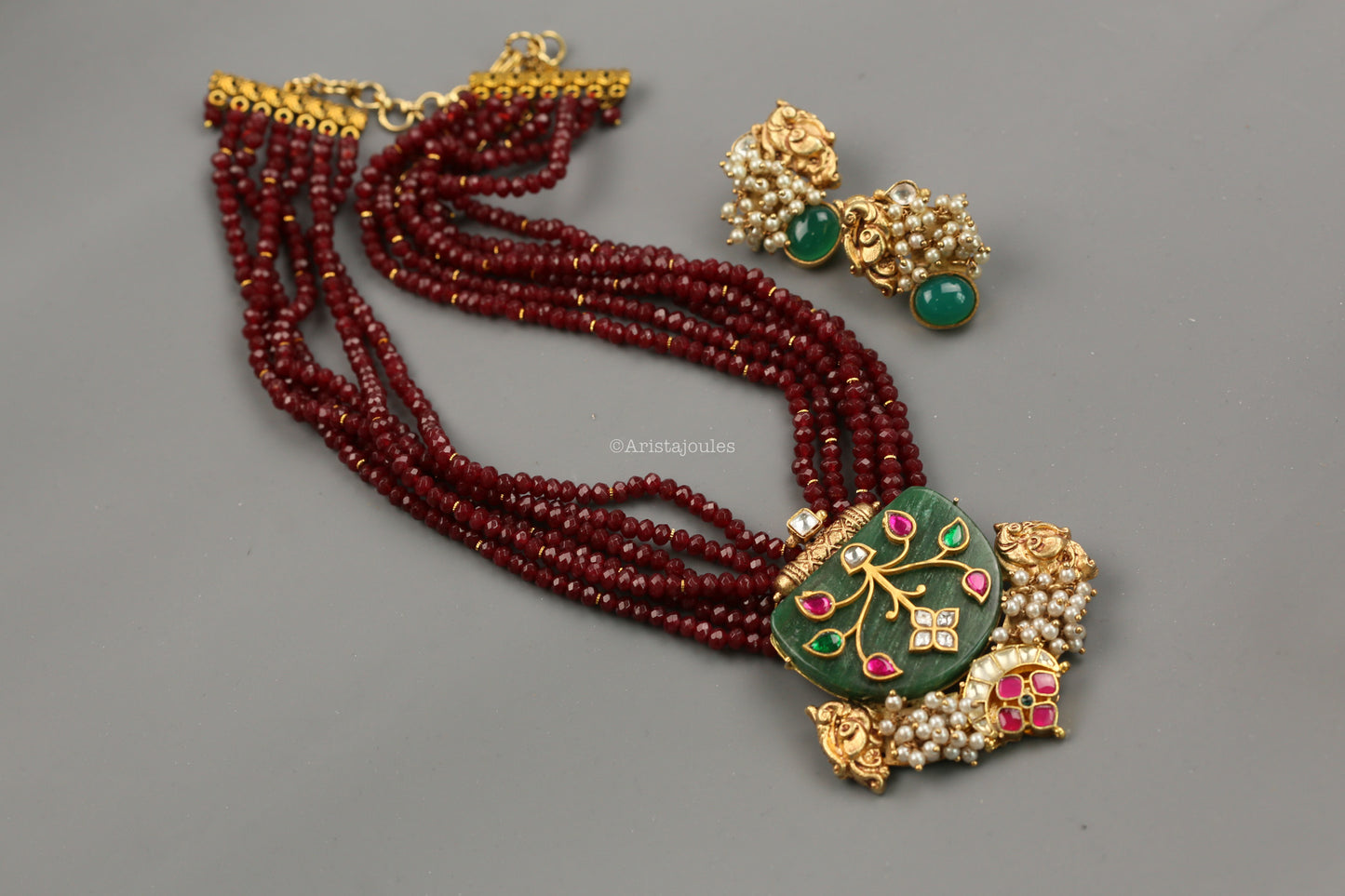 Manik Designer Semiprecious Stone Kundan Set
