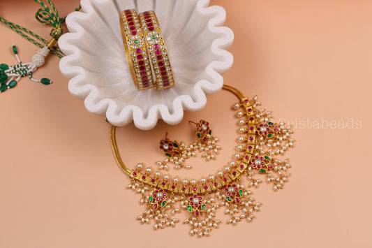 Jadau Guttapusalu Necklace Set (V102-06)
