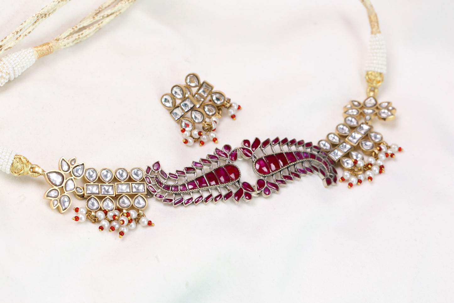 Designer Kalagi Dual Tone Kundan Necklace Set