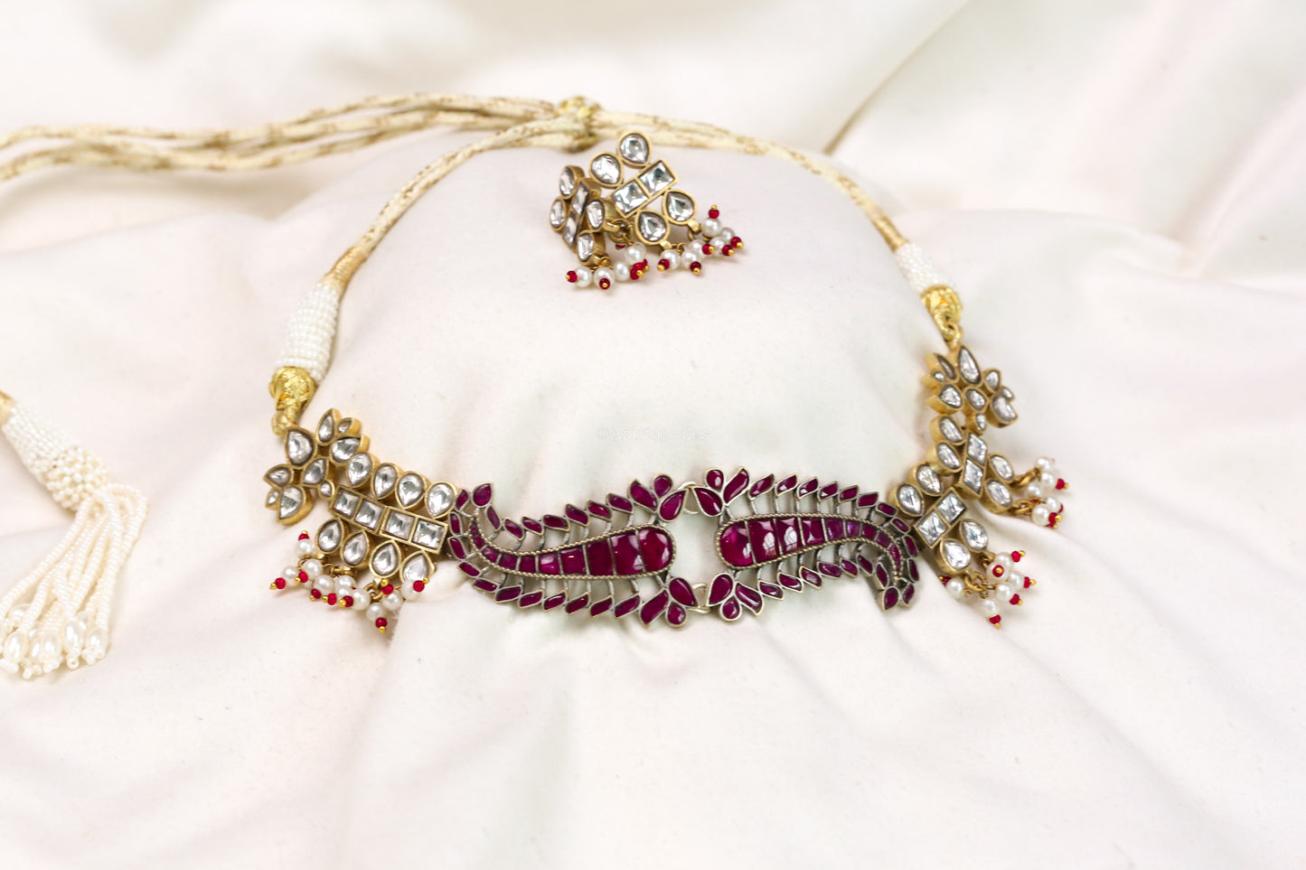 Designer Kalagi Dual Tone Kundan Necklace Set