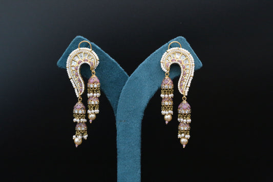 Tanvi Takkar Kundan Polki Kundan Jhumka -Pink