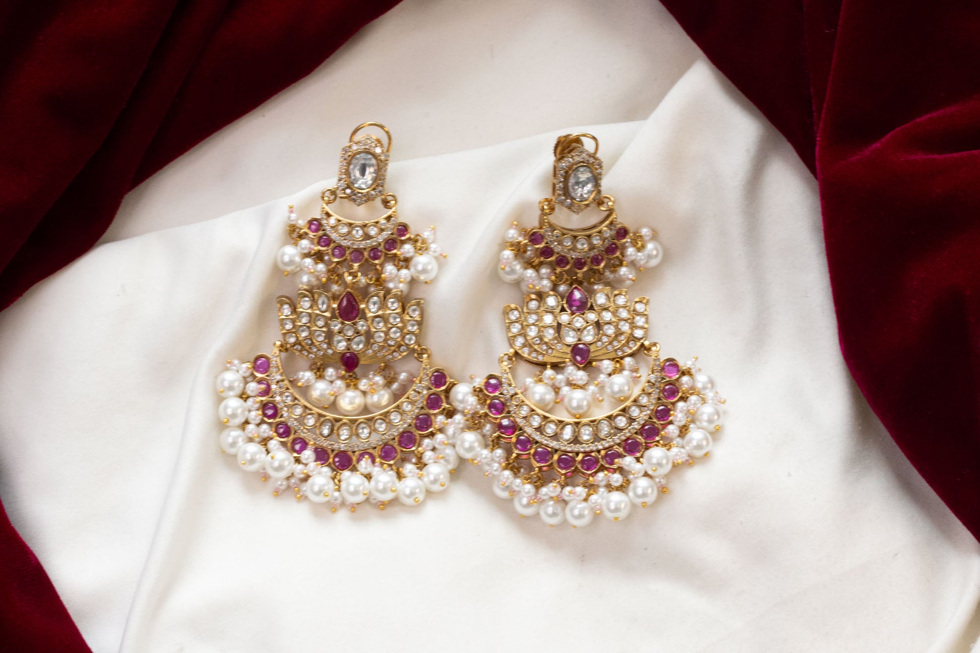 Alia Lotus Kundan Polki Earrings