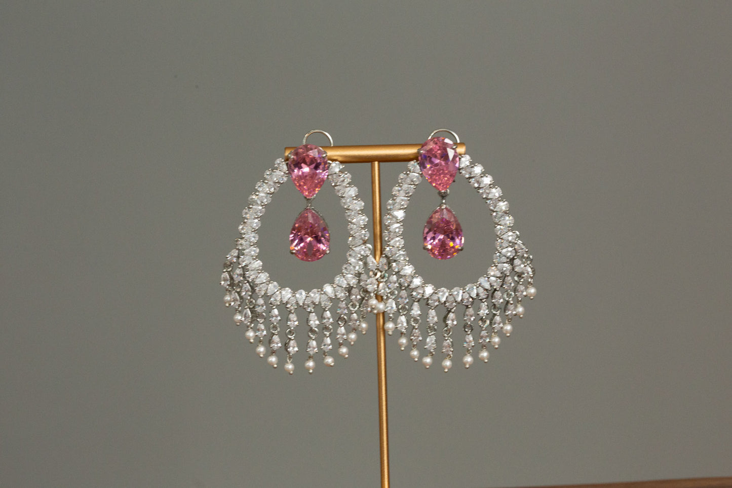 Alia Bhatt CZ Earrings - Pink