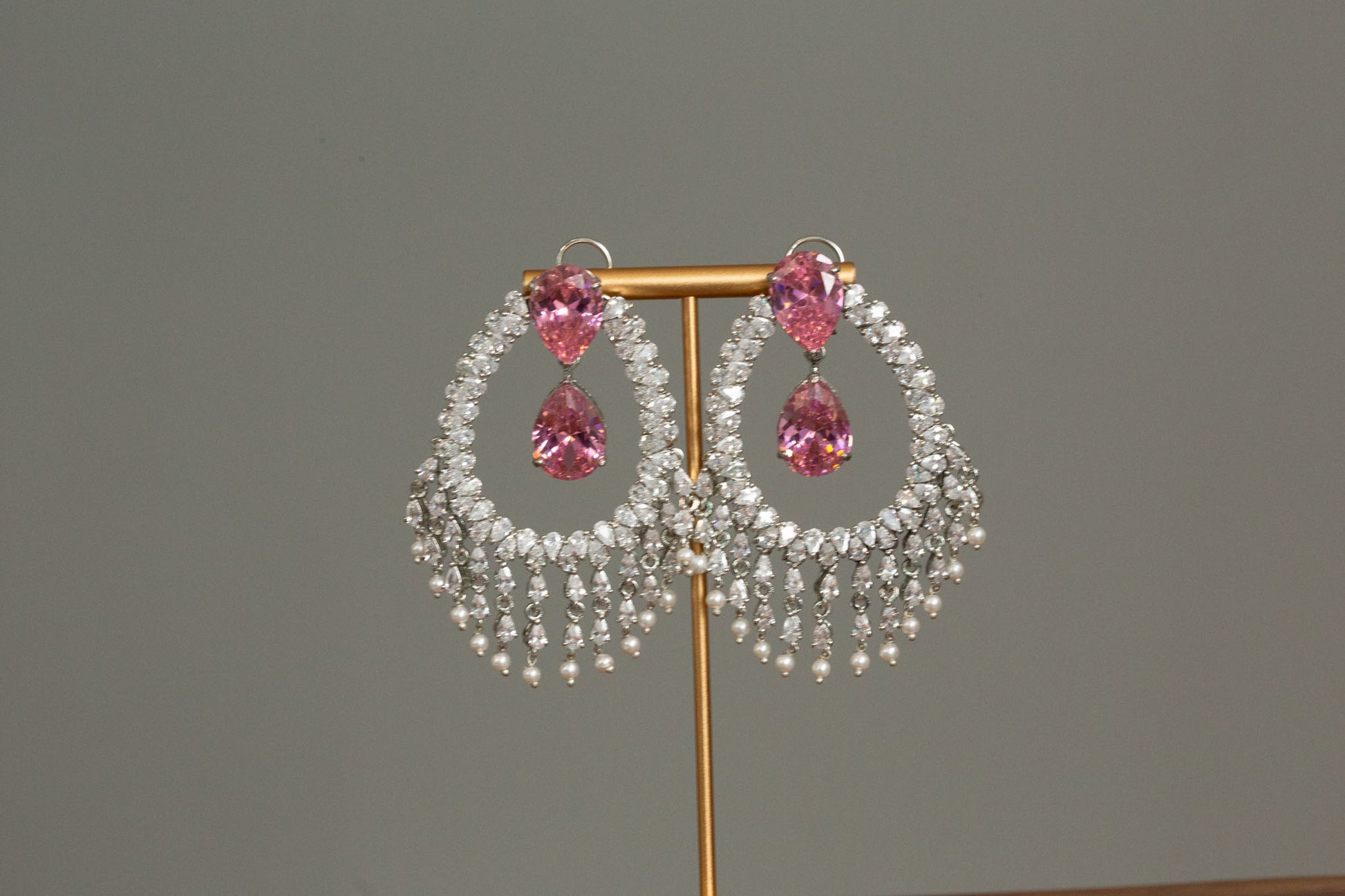 Alia Bhatt CZ Earrings - Pink