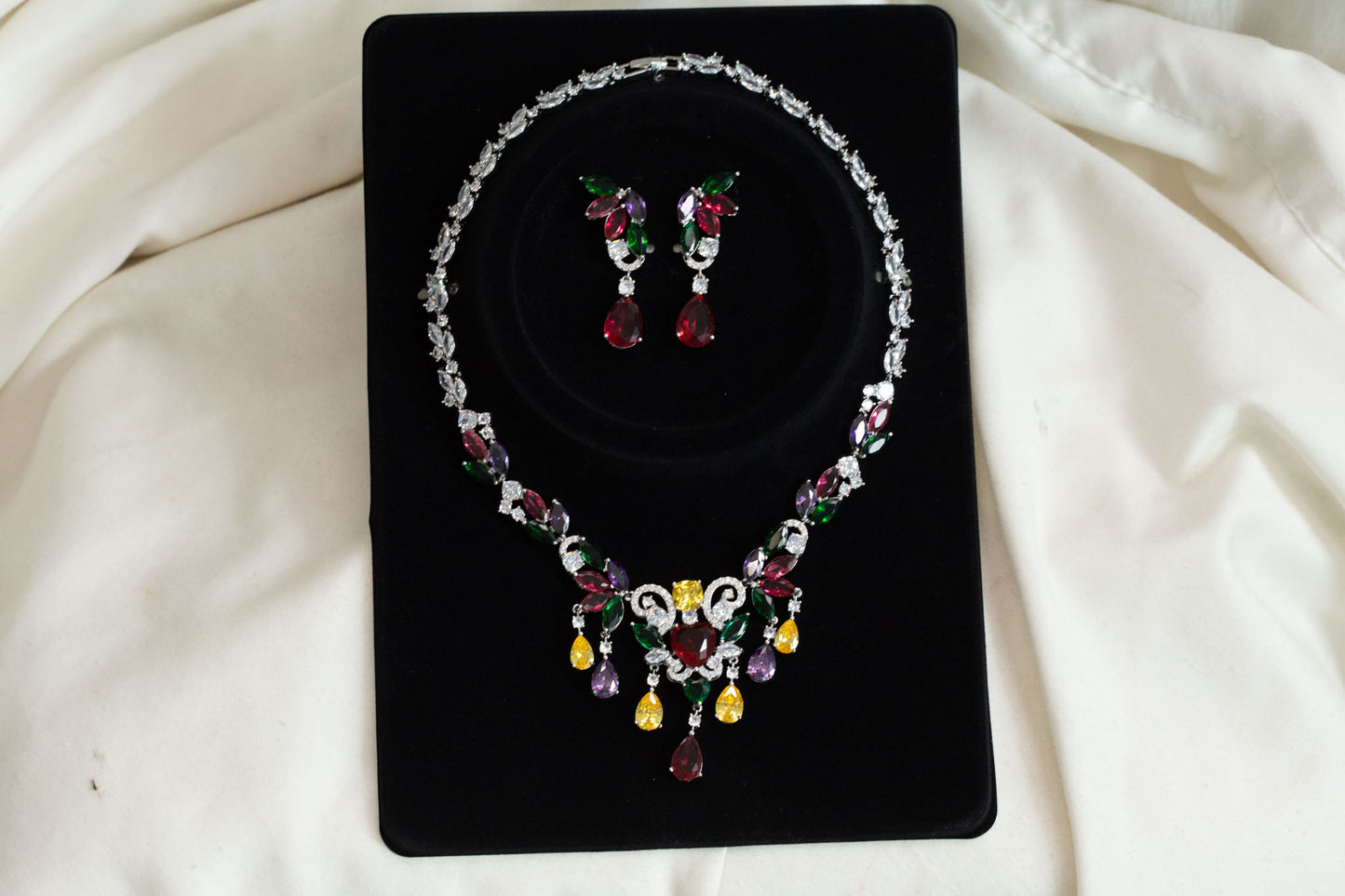 Veera Multi Color CZ Necklace Set