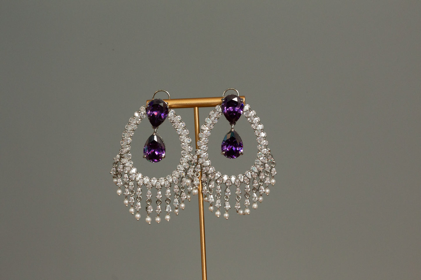Alia Bhatt CZ Earrings - Purple