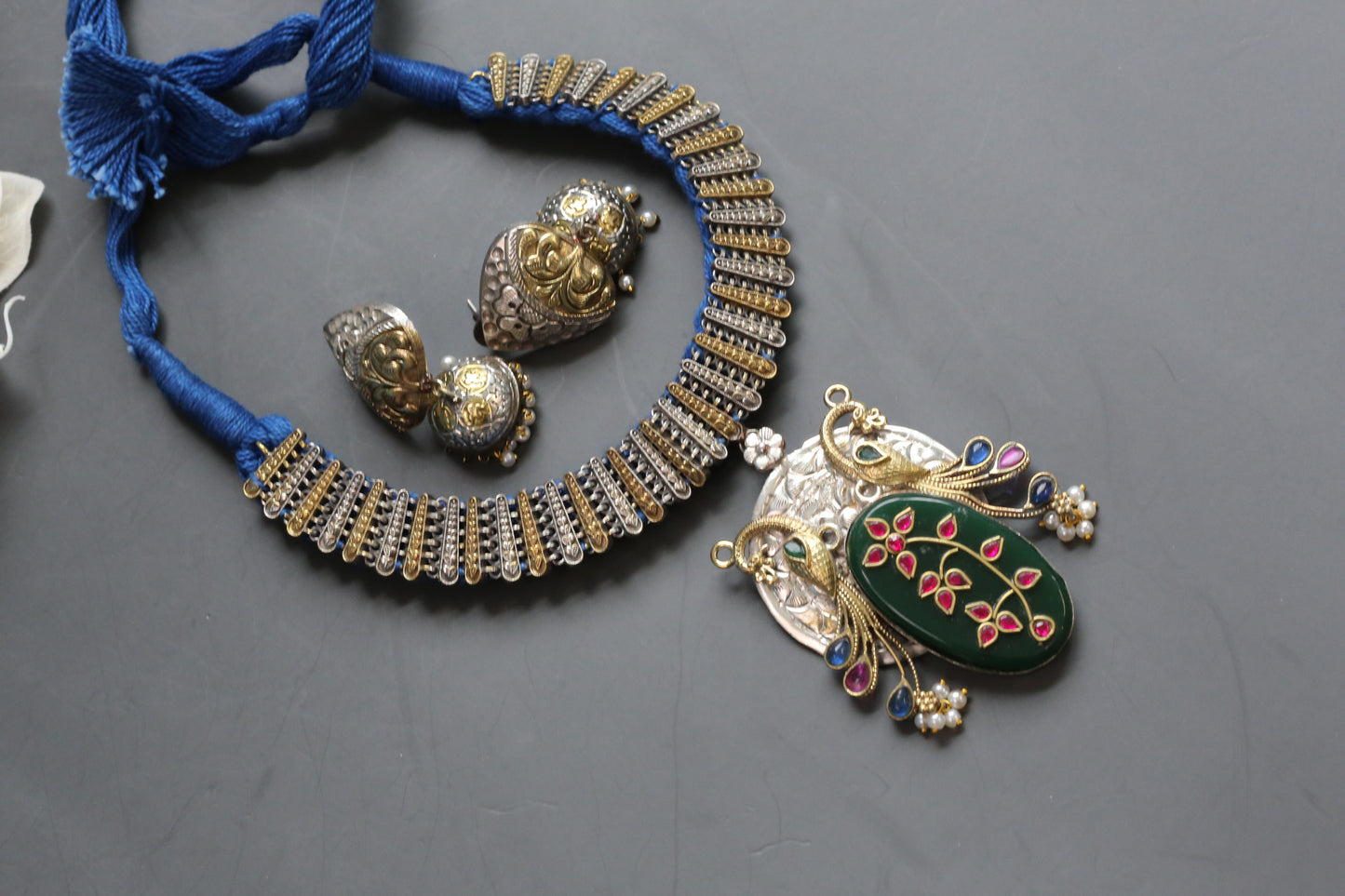 Fusion Inlay Kundan SLA Necklace -Green