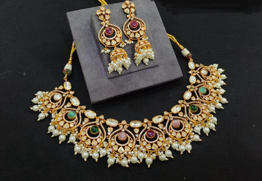 Real Moissanite Chand Necklace Set