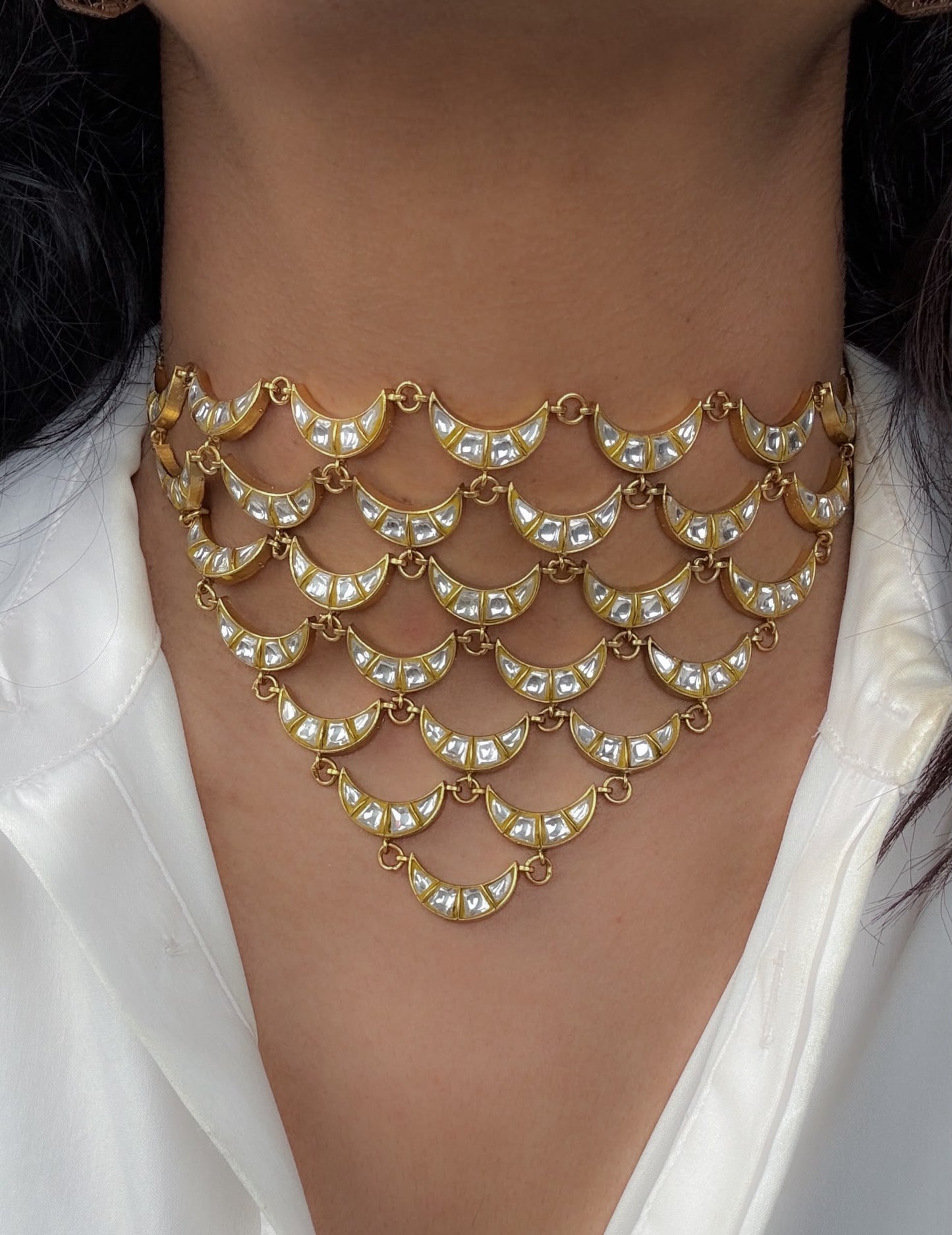 Jharna Jadau Kundan Necklace Set - Clear