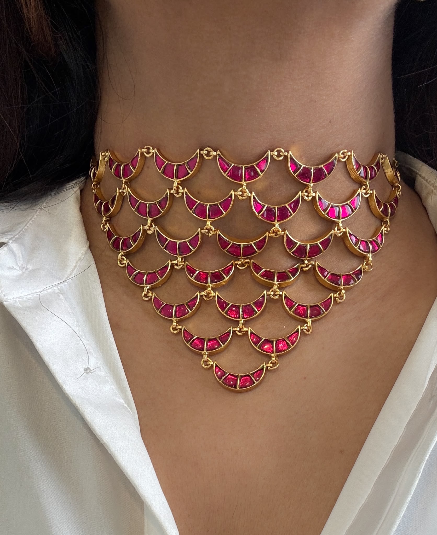 Jharna Jadau Kundan Necklace Set - Ruby