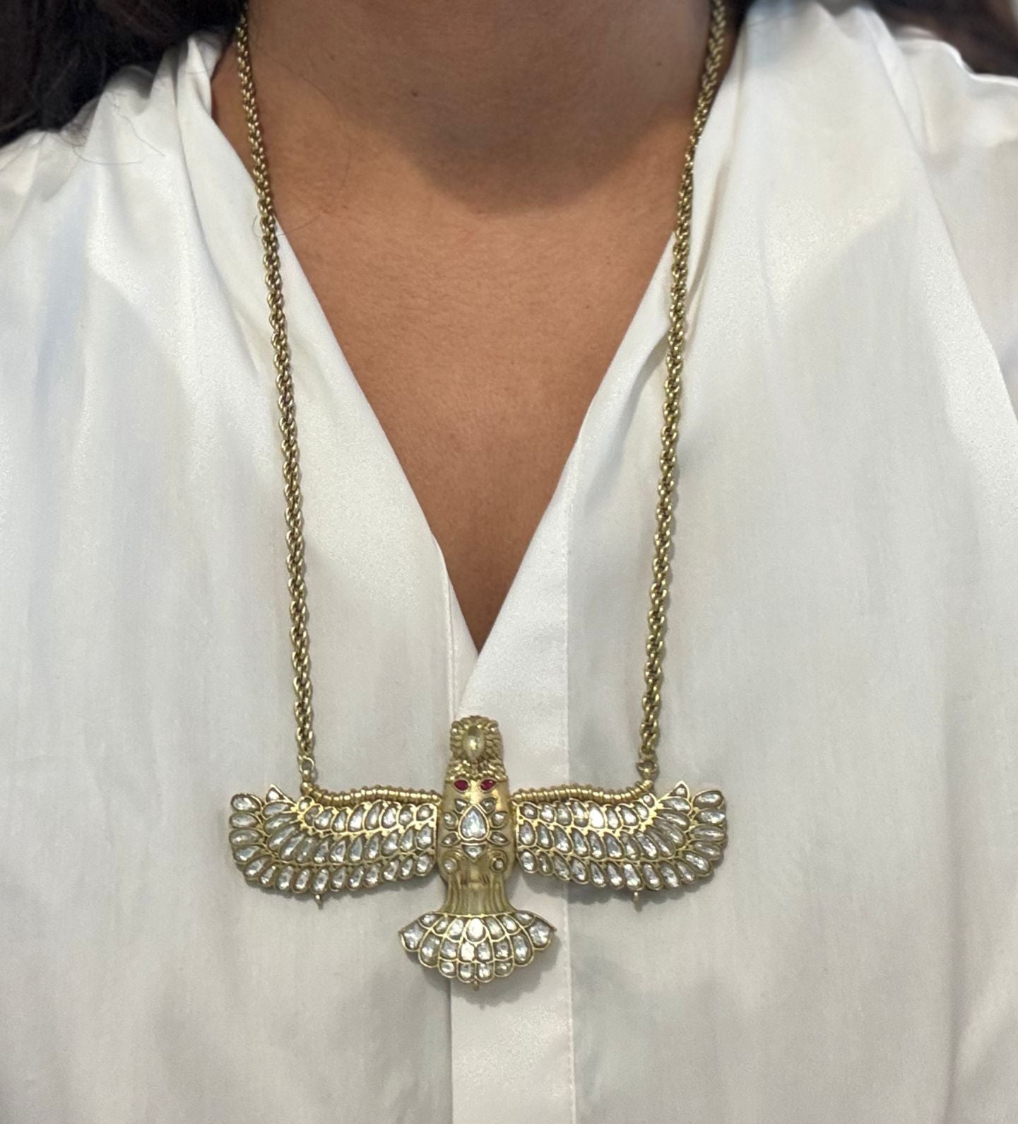 Vintage Gold Jadau Garuda Necklace