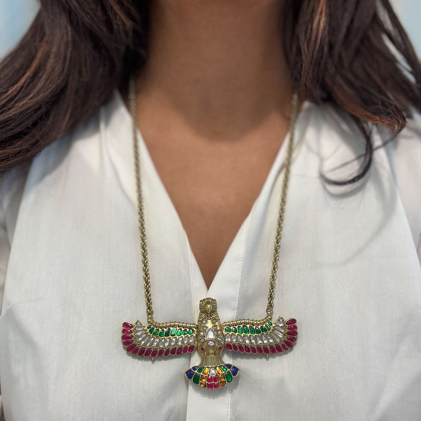 Vintage Gold Jadau Garuda Necklace