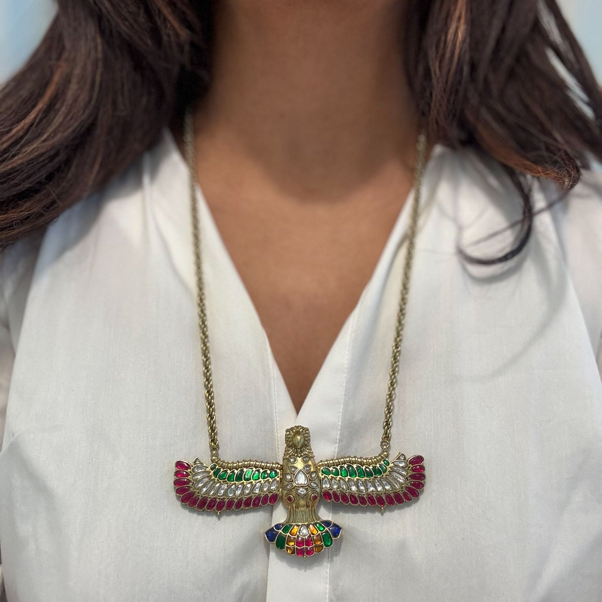 Vintage Gold Jadau Garuda Necklace