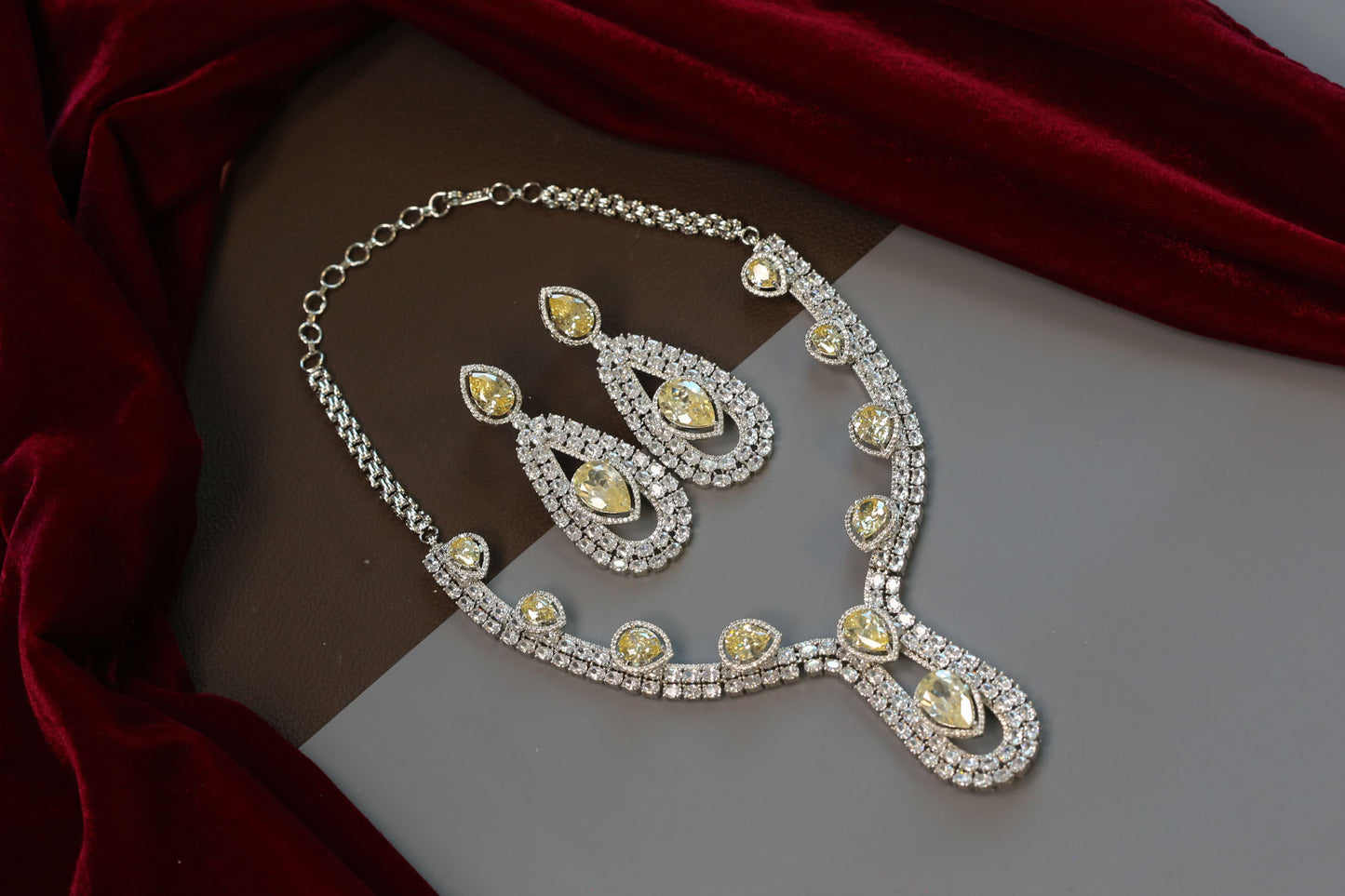 One Of A Kind Solitaire Necklace Set - Yellow