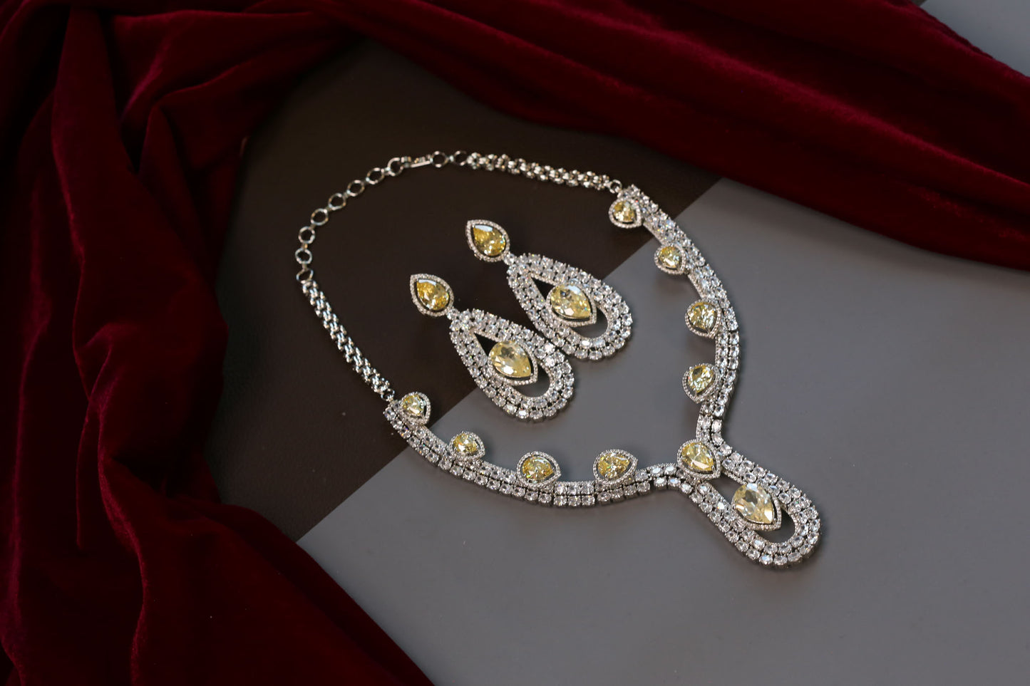 One Of A Kind Solitaire Necklace Set - Yellow