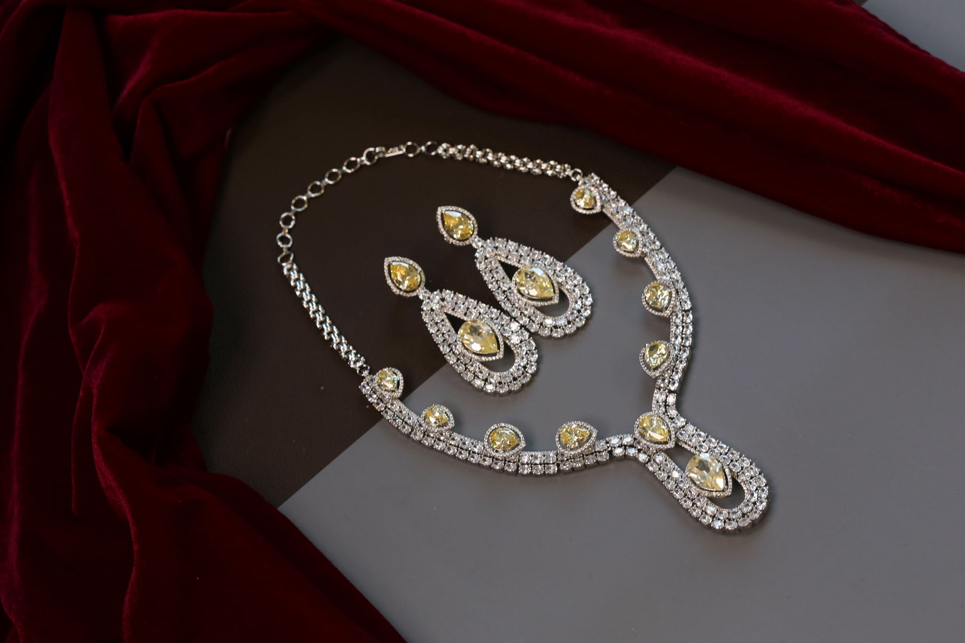 One Of A Kind Solitaire Necklace Set - Yellow