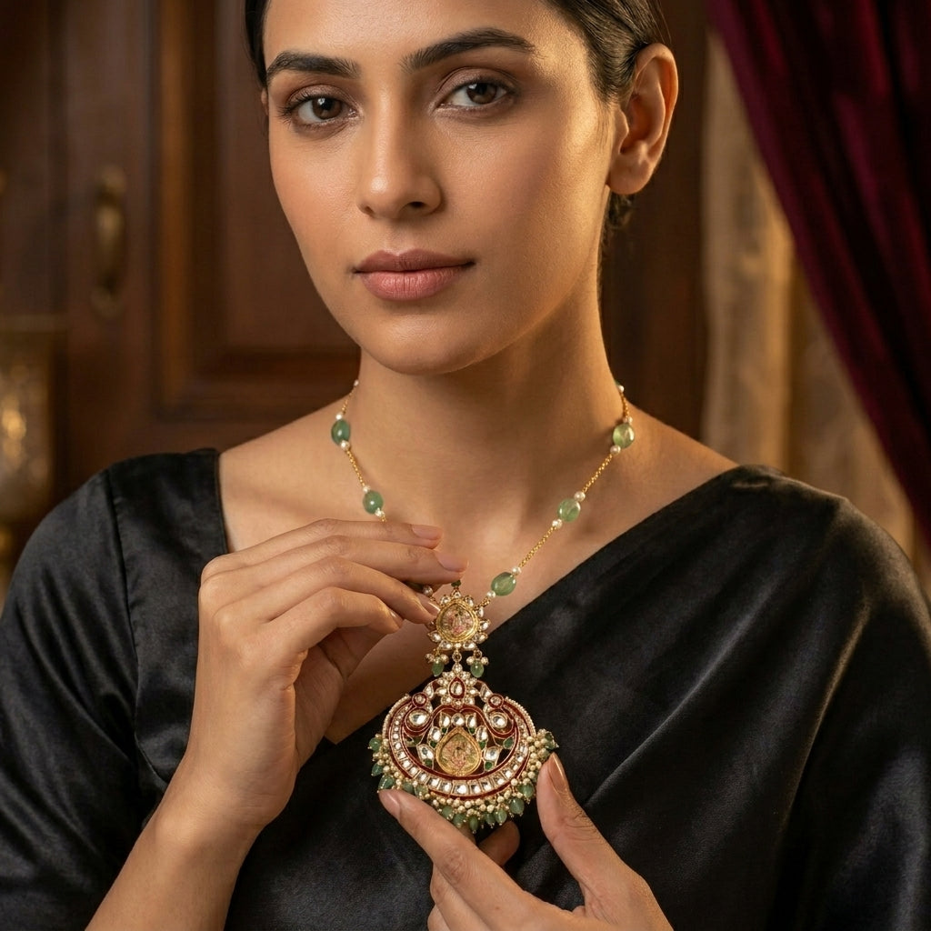 Pichwai Jadau & Enamel Srinathji Necklace